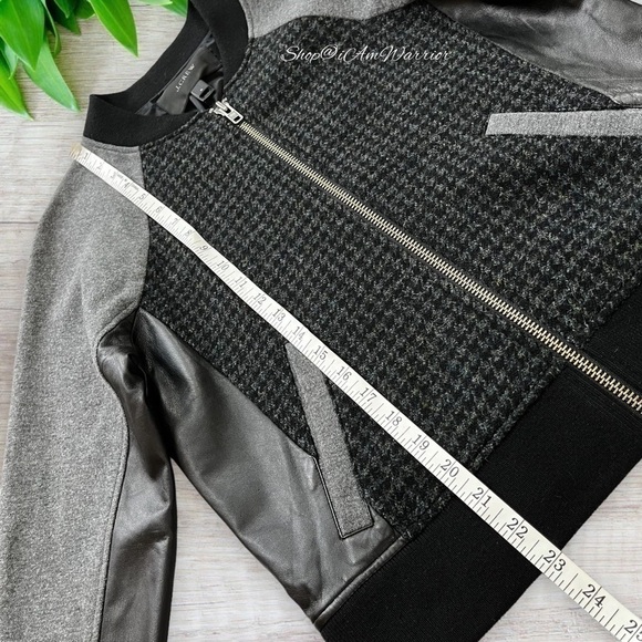 J.Crew leather & wool houndstooth zip moto bomber jacket *shop@iamwarrior - Picture 10 of 14